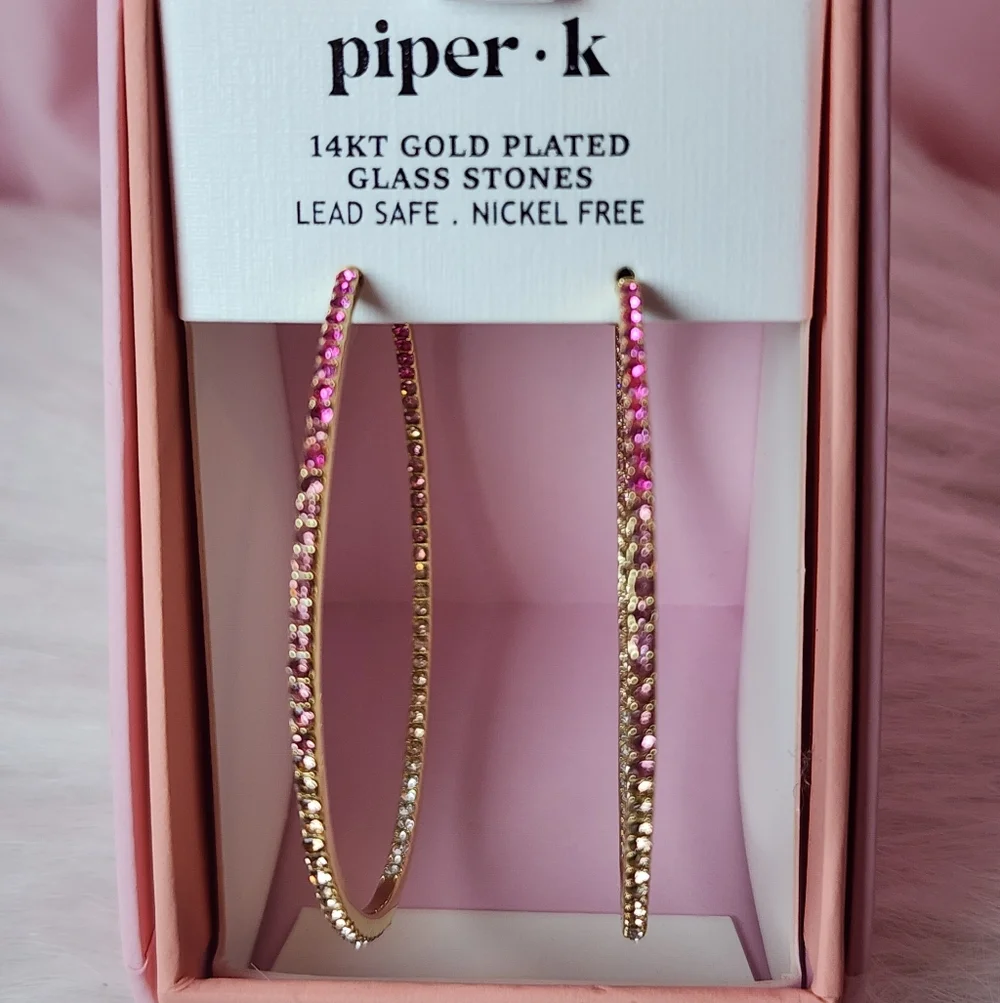 Piper K Pink and Gold Ombre Hoop Earrings